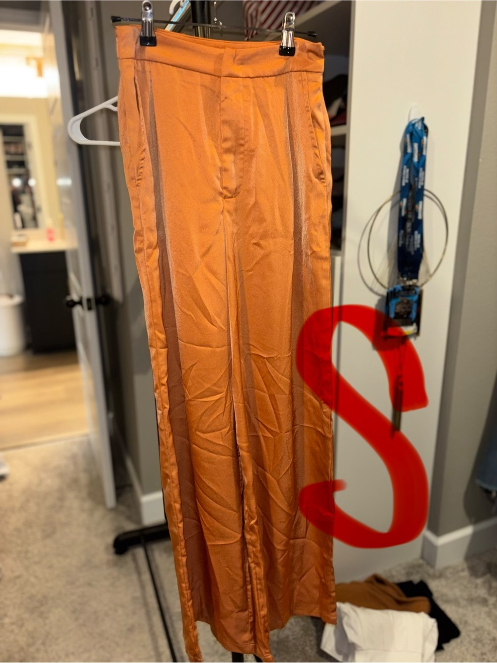 Women’s High-Waist Wide Leg Pants - Rust Orange